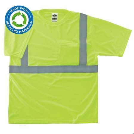 Ergodyne Hi-Vis T-Shirt, 100% recycled polyester, Lime, L 8289-ECO
